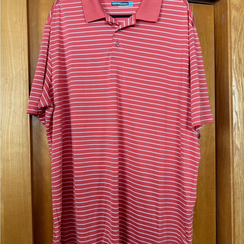 Roundtree & Yorke Polo in Orange with White Stripes